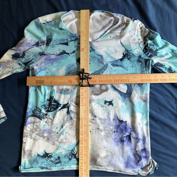 Chico's Aqua and Gray Abstract Blouse L - Picture 6 of 6